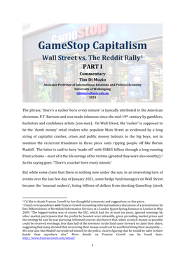 Gamestop Capitalism Wall Street Vs