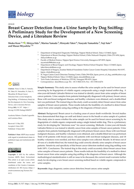 Breast Cancer Detection from a Urine Sample by Dog Sniffing