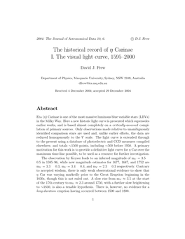 The Historical Record of Η Carinae I. the Visual Light Curve, 1595–2000