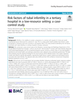 Risk Factors of Tubal Infertility in a Tertiary Hospital in a Low-Resource