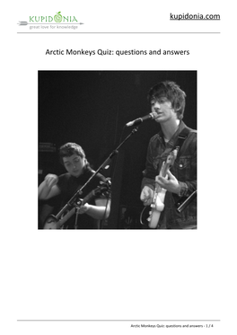 Arctic Monkeys Quiz: Questions and Answers