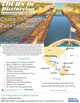 Cruise Through the Panama Canal 2022 | November 6 – 20