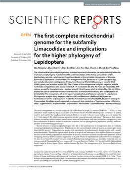 The First Complete Mitochondrial Genome for the Subfamily