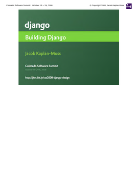 Building Django: Django's Design Decisions