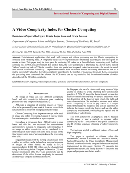 A Video Complexity Index for Cluster Computing