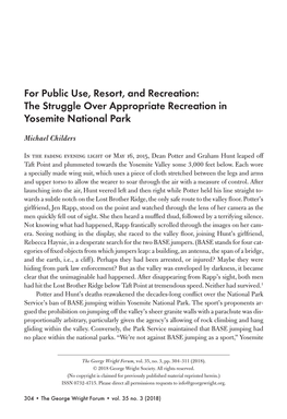 The Struggle Over Appropriate Recreation in Yosemite National Park