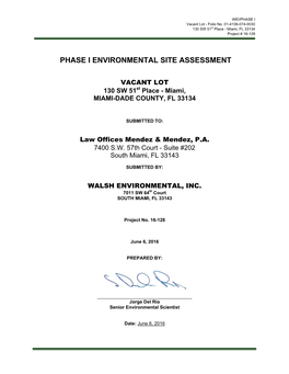 Phase I Environmental Site Assessment