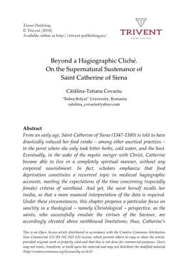 Beyond a Hagiographic Cliché. on the Supernatural Sustenance of Saint Catherine of Siena