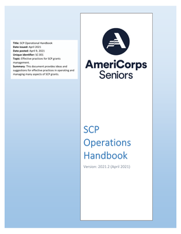 SCP Operations Handbook Version: 2021.2 (April 2021)