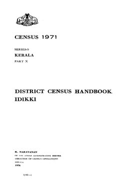 District Census Handbook, Idikki, Part X, Series-9