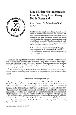 Late Silurian Plant Megafossils from the Peary Land Group, North Greenland