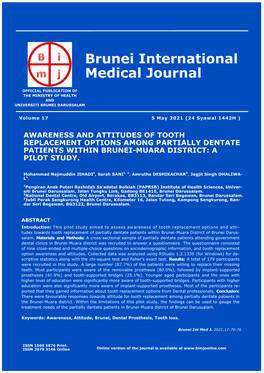 Awareness and Attitudes of Tooth Replacement Options Among Partially Dentate Patients Within Brunei-Muara District: a Pilot Study