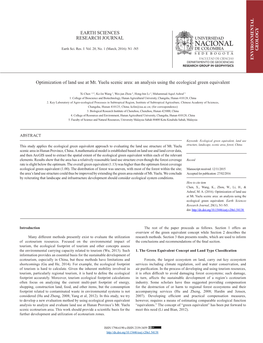 EARTH SCIENCES RESEARCH JOURNAL Optimization of Land Use at Mt. Yuelu Scenic Area