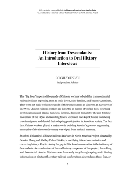 History from Descendants: an Introduction to Oral History Interviews
