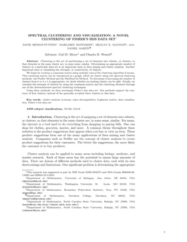 Spectral Clustering and Visualization: a Novel Clustering of Fisher’S Iris Data Set∗