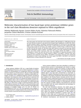 Molecular Characterization of Two Kazal-Type Serine Proteinase Inhibitor Genes In&Nbsp;The Surf Clam Mesodesma Donacium Expo