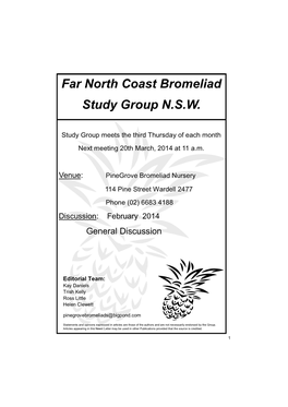 Far North Coast Bromeliad Study Group N.S.W