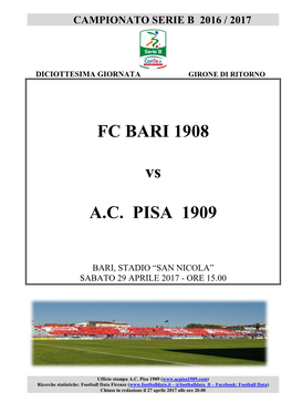 FC BARI 1908 Vs A.C. PISA 1909
