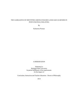 The Sambalizing of Identities Among English Language Learners in Post-Colonial Malaysia