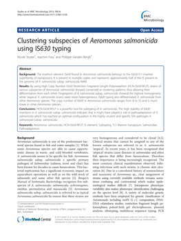 Clustering Subspecies of Aeromonas Salmonicida Using IS630 Typing Nicole Studer†, Joachim Frey* and Philippe Vanden Bergh†