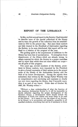 Report of the Librarian