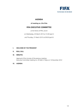 Agenda Fifa Executive Committee