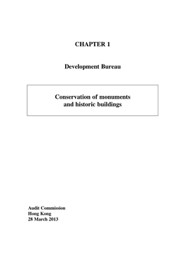 CHAPTER 1 Development Bureau Conservation of Monuments and Historic Buildings