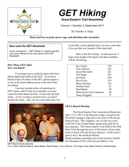 GET Newsletter Volume 1 Edition 3 September 2011