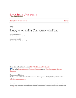 Lntrogression and Its Consequences in Plants Loren H