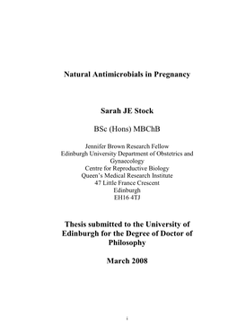 Natural Antimicrobials in Pregnancy