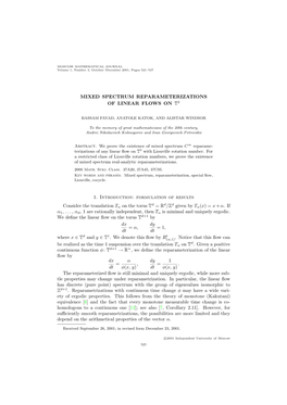 Mixed Spectrum Reparameterizations of Linear Flows on T2