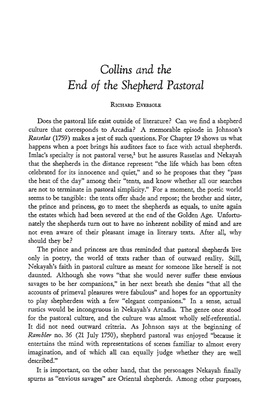 Collins and the End of the Shepherd Pastoral