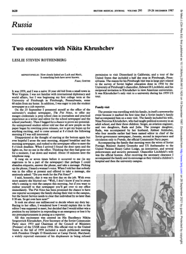 Two Encounters with Nikita Khrushchev