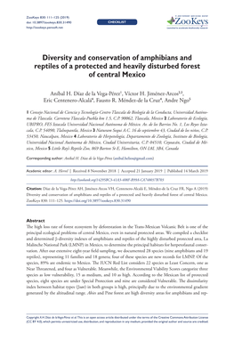 Diversity and Conservation of Amphibians and Reptiles of a Protected and Heavily Disturbed Forest of Central Mexico