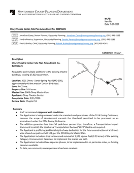 Olney Theatre Center, Site Plan Amendment No. 82001022C