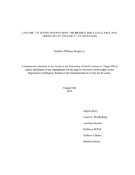 Land of the Jewish Indians: How the Hebrew Bible Made Race and Territory in the Early United States