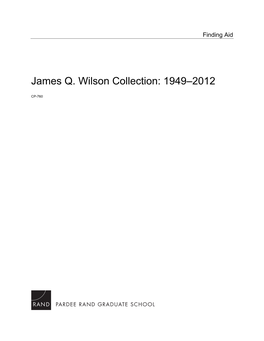 James Q. Wilson Papers