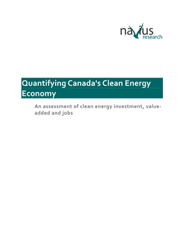 Quantifying Canada's Clean Energy Economy