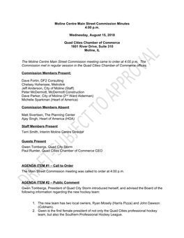 Moline Centre Main Street Commission Minutes 4:00 P.M