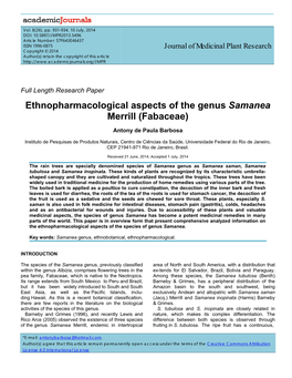 Ethnopharmacological Aspects of the Genus Samanea Merrill (Fabaceae)