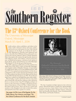 The 13Th Oxford Conference for the Book the University of Mississippi Oxford, Mississippi March 30–April 1, 2006