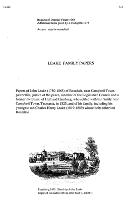 Leake Family Papers