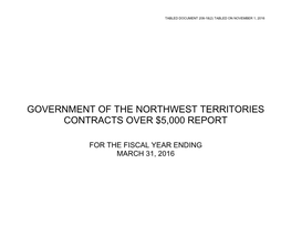 Government of the Northwest Territories Contracts Over $5000