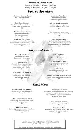 Magnolias Menu