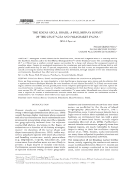 THE ROCAS ATOLL, BRAZIL: a PRELIMINARY SURVEY of the CRUSTACEA and POLYCHAETE FAUNA 1 (With 4 Figures)