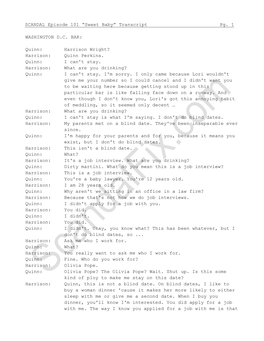 SCANDAL Episode 101 “Sweet Baby” Transcript Pg