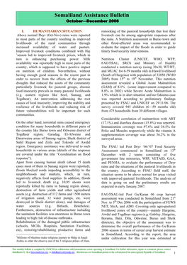 Somaliland Assistance Bulletin October—December 2006