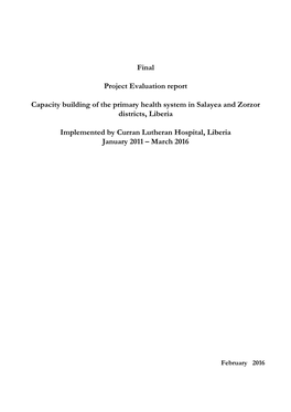 Final Project Evaluation Report Capacity Building of the Primary