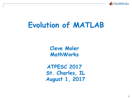 Evolution of MATLAB