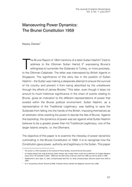 Manoeuvring Power Dynamics: the Brunei Constitution 1959